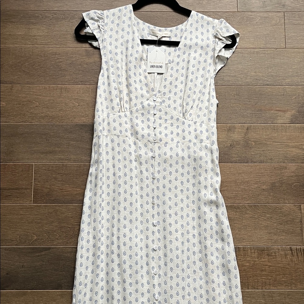 Linen Blend Maxi Dress NWT Monteau Los Angeles - Picture 6 of 7